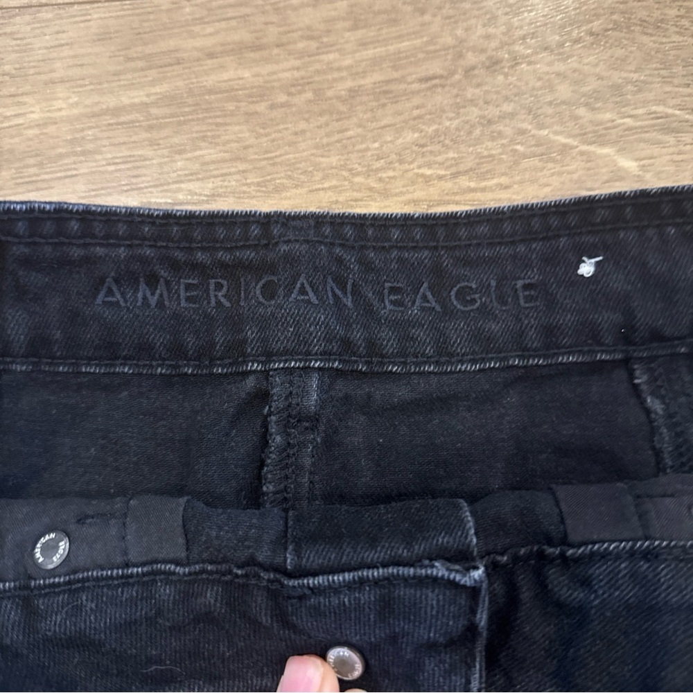 American Eagle Denim Skirt Womens Size 4 Black High Rise A-Line Button Up Y2K - Picture 4 of 6